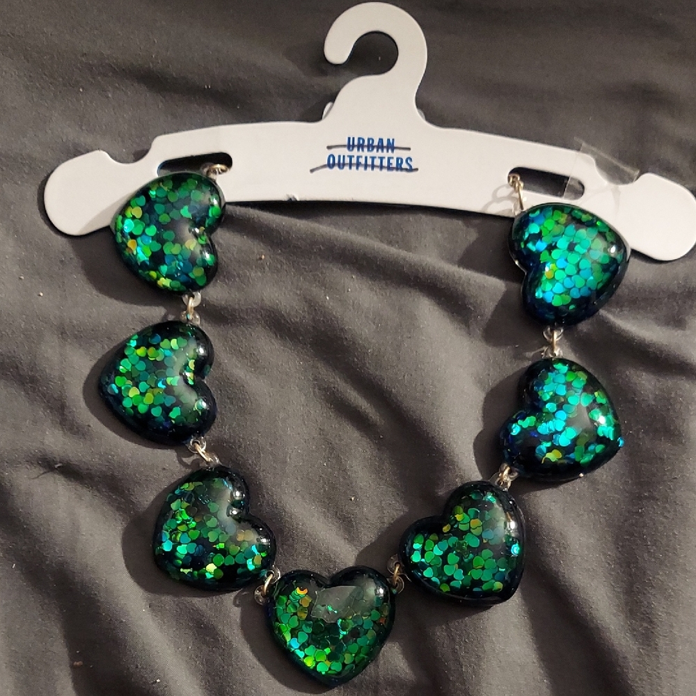 Urban Outfitters Green Heart Necklace